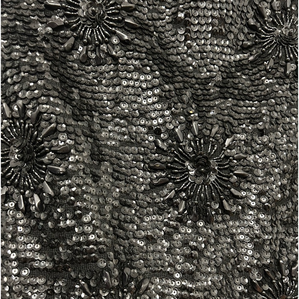 Black Wool Sequin Sleeveless Top - Picture 2 of 4